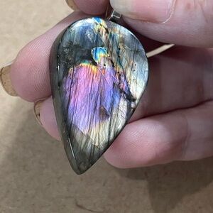 Beautiful Pink/Purple/Silver Teardrop Pendant Necklace